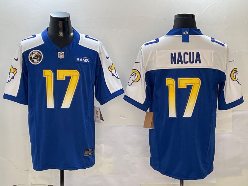 Men Los Angeles Rams #17 Nacua Blue Thanksgiving three generations 2024 Nike Limited NFL Jersey style 2->los angeles rams->NFL Jersey